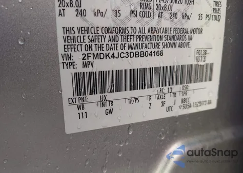 2013 Ford Edge Sel z USA, uszkodzony, nr VIN 2FMDK4JC3DBB04168